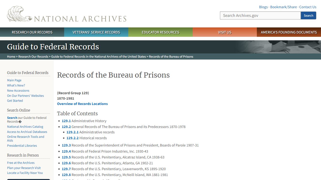 Records of the Bureau of Prisons | National Archives